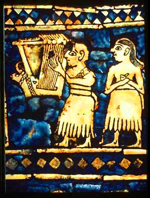 A lyrist on the Standard of Ur, c. 2500 BC.